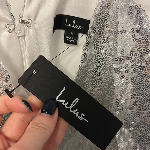 NWT silver sequin Lulu’s Dress 🪩 - Picture 5 of 14